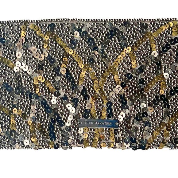 BCBG Trending Elegant Evening Party Clutch Silver Gold Beads Sequins NWOT - Picture 3 of 6